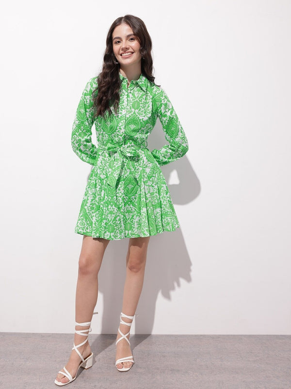 Women A Line Green dress