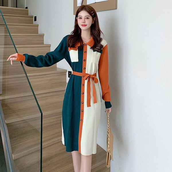 Chic Luxury Knitted Long Sleeve Dress