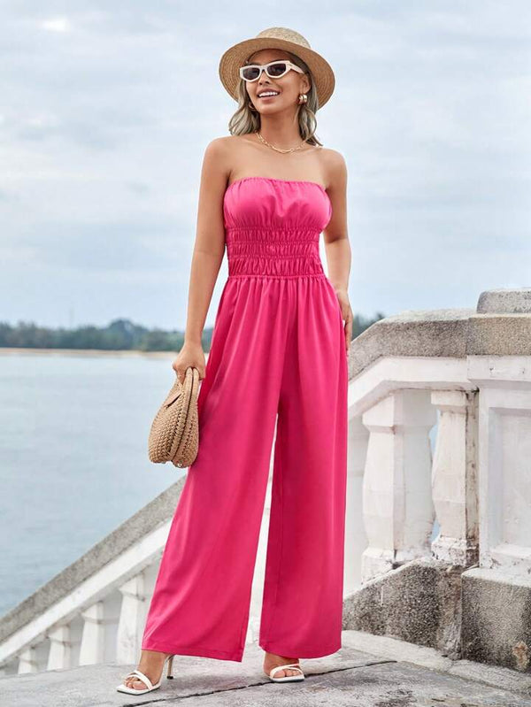 Waist-Cinched Tube Jumpsuit