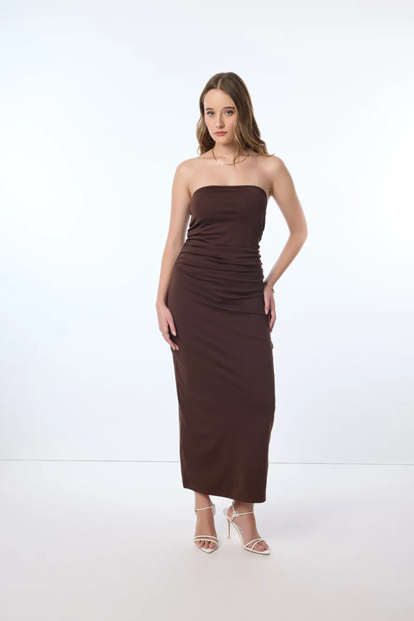 Brown Bandeau Dress