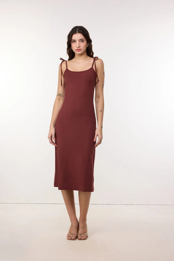 Brown Solid Maxi Dress