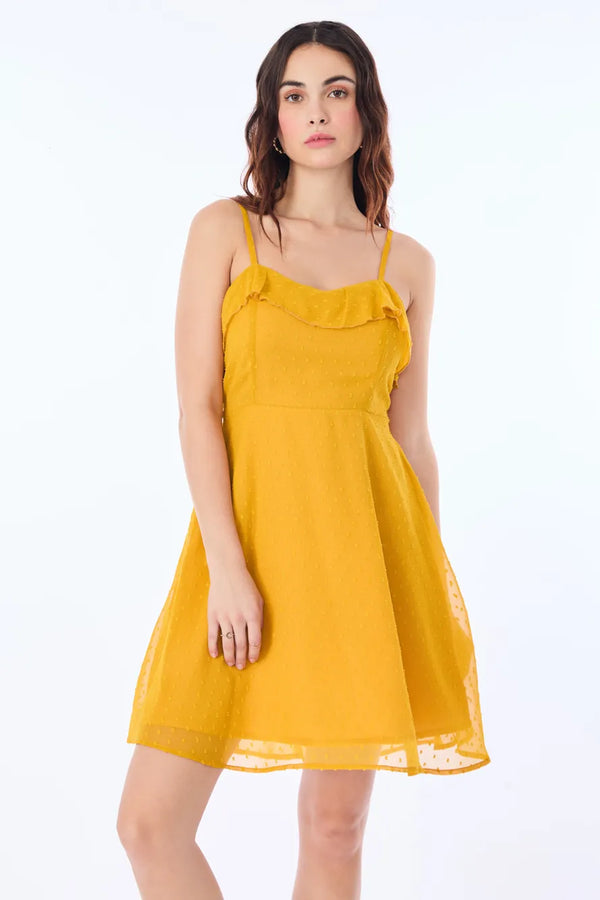 Mustard Solid Mini Dress