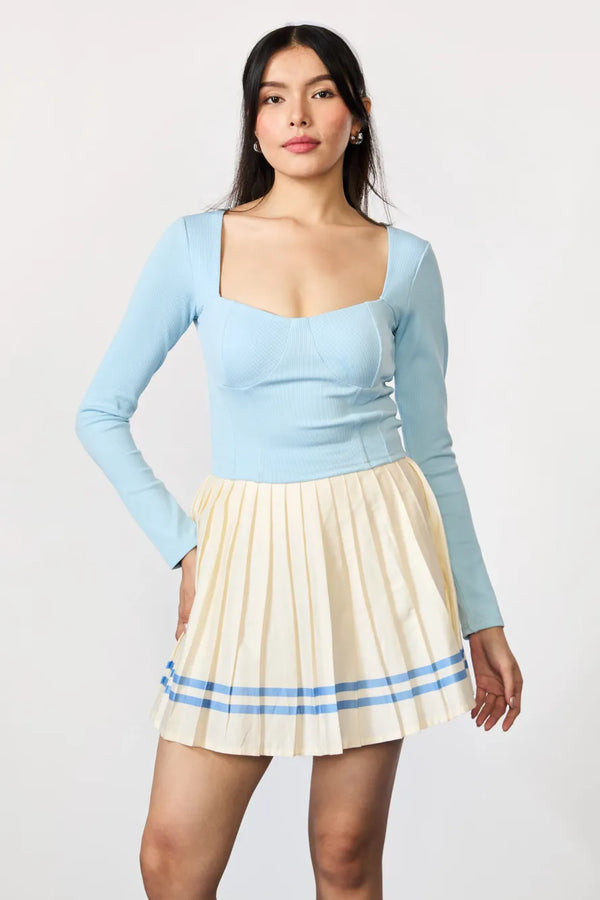 Light Blue Sweetheart Neck Top