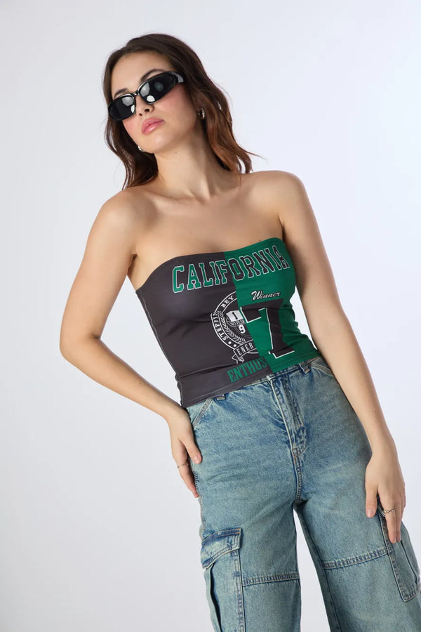 Green Typography Tube Top