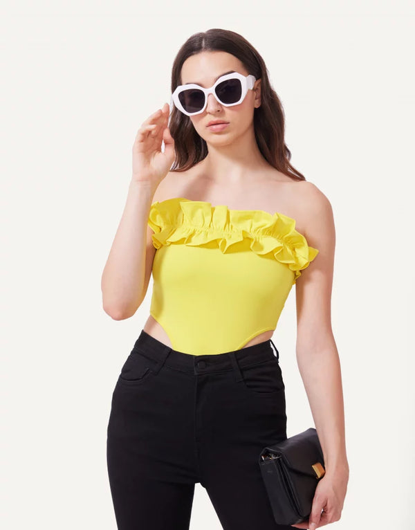 Ruffled Bandeau Top