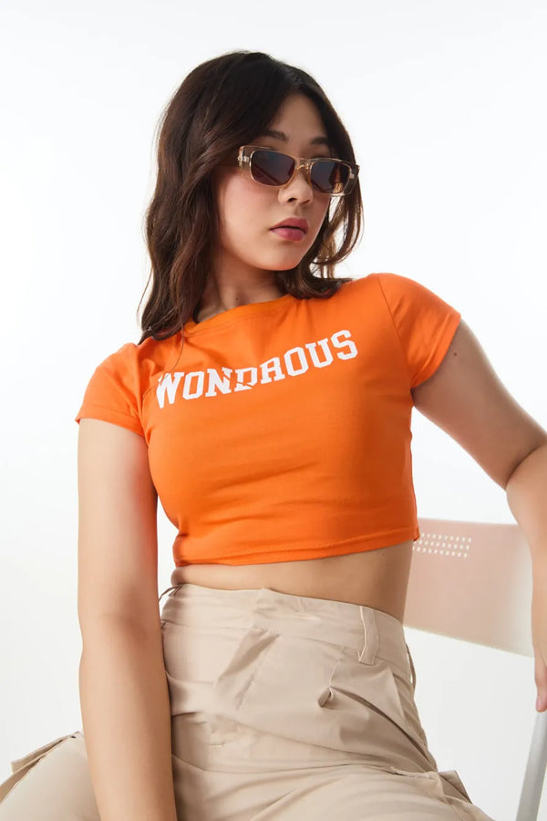 Orange Wondrous Crop Tshirt