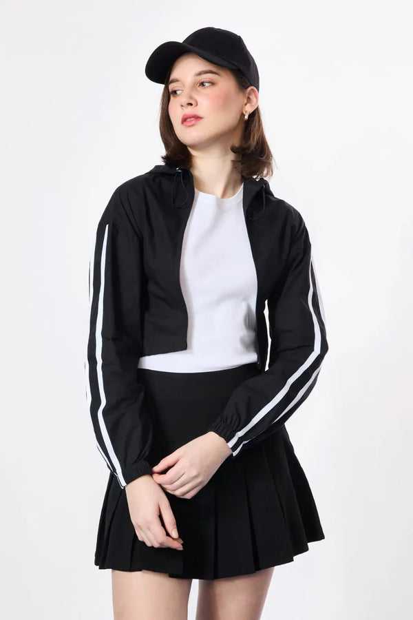 Black Varsity Striped Track Jacket