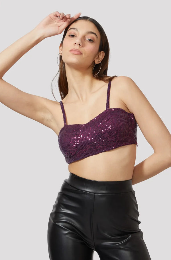 Sequinned Strappy Bralette Top