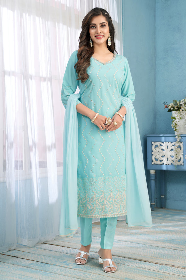 Blue Beauty - Embroidered Georgette
Salwar Kameez