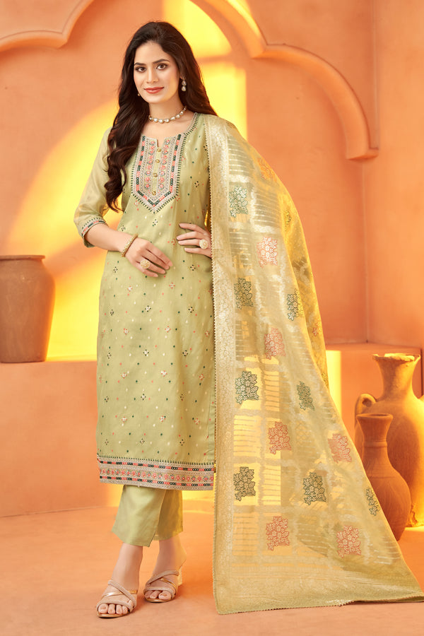 Light Green Tissue Silk Salwar Kameez